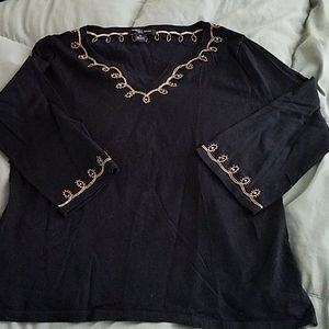 Black and Gold V-neck Sweater sz XL